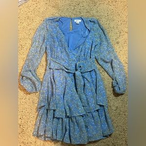 Blue summer long sleeve dress